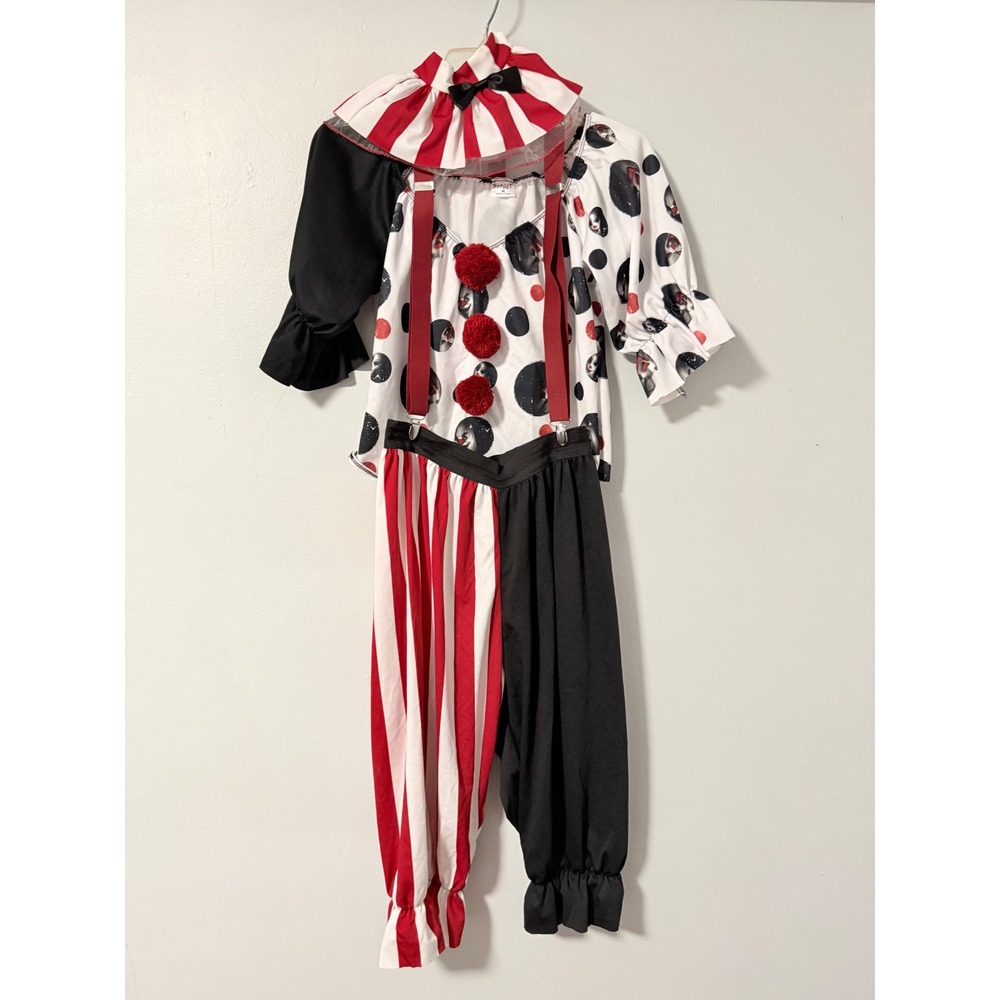 Spirit Halloween Kreepy Klown Clown Adult Costume Set M 8-10 Red Black White